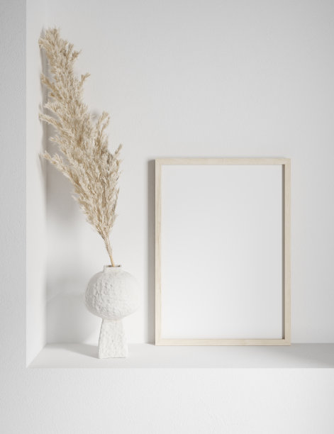 模拟框架与最小的装饰近距离在家庭室内背景图片下载