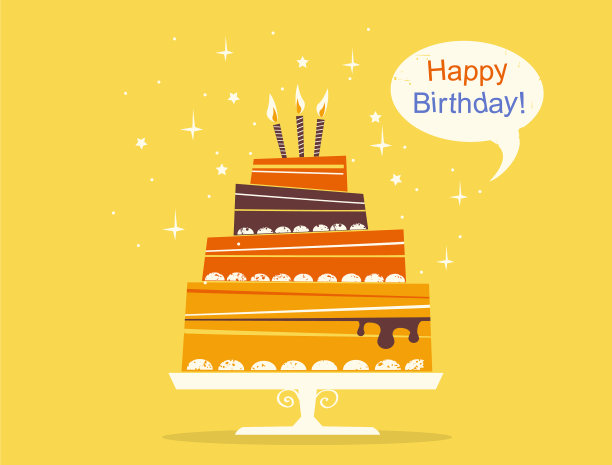 生日甜蛋糕与蜡烛复古风格图片下载