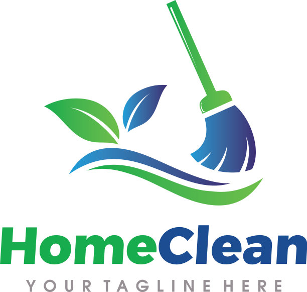 家居清洁和清洁服务标志图片下载