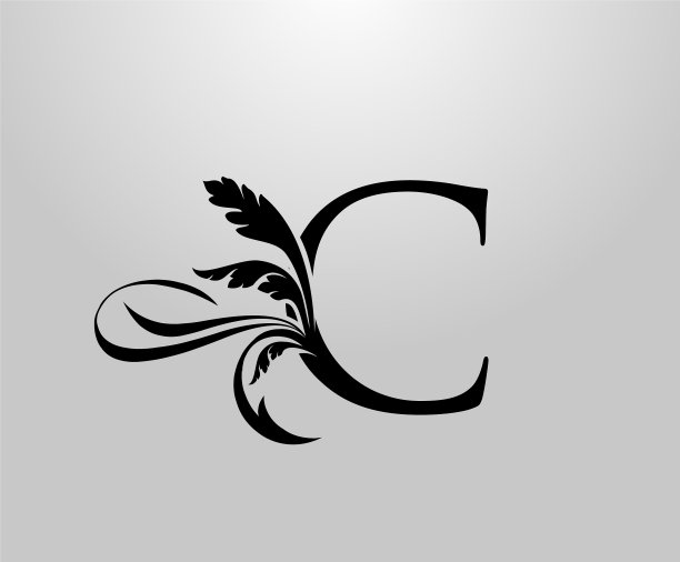 经典优雅的字母c花卉标志复古图片下载