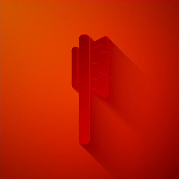 剪纸毛刷图标孤立在红色图片下载