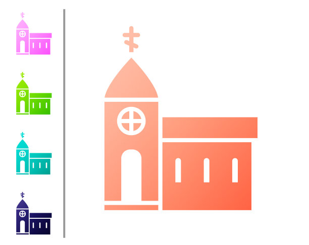 珊瑚教堂建筑图标孤立在白色图片下载