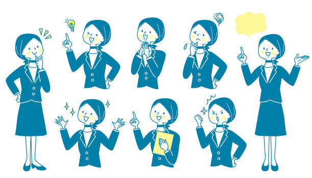 商务女性面部表情集图片下载