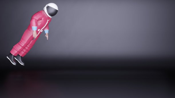 用于广告和商业用途的宇航员漂浮的3d渲染图图片下载