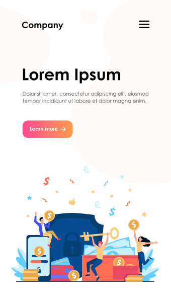 快乐的人保护钱孤立的平面矢量插图图片下载