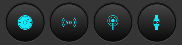 设置数字测速仪5G、网络、天线和智能手表图标。向量图片下载