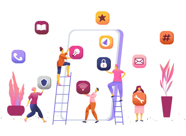 商业人士的创意团队把应用程序图标图片下载