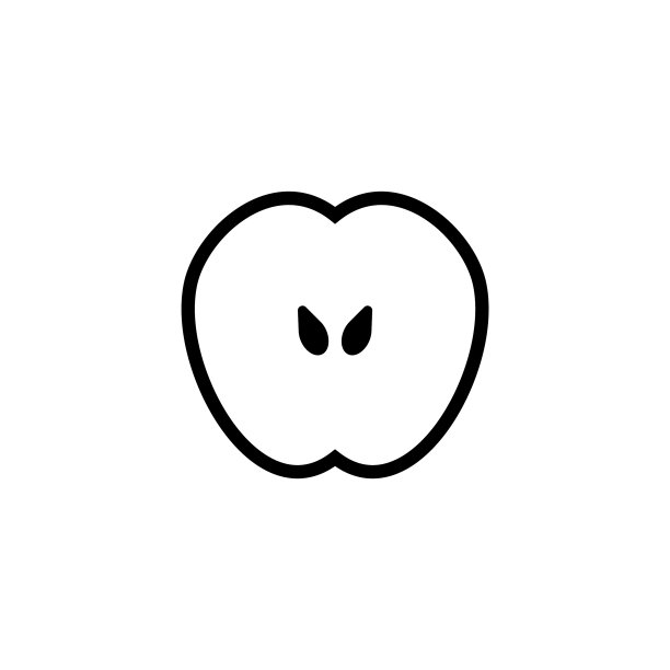 苹果半图标或平面线性标志上的白色图片下载