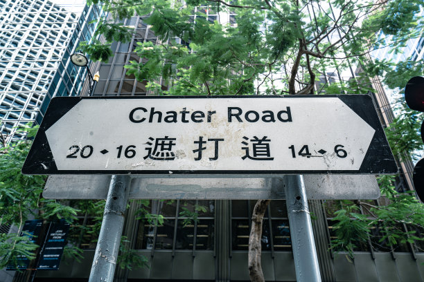 香港遮打道的街道标志图片下载