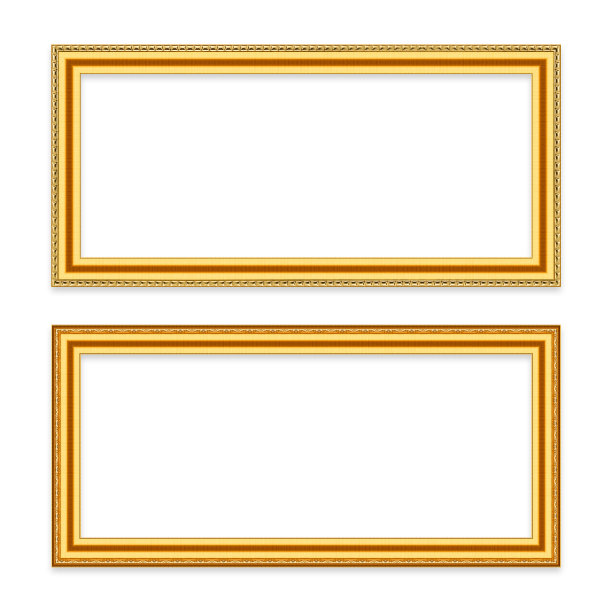金色相框孤立在白色背景与剪辑路径图片下载
