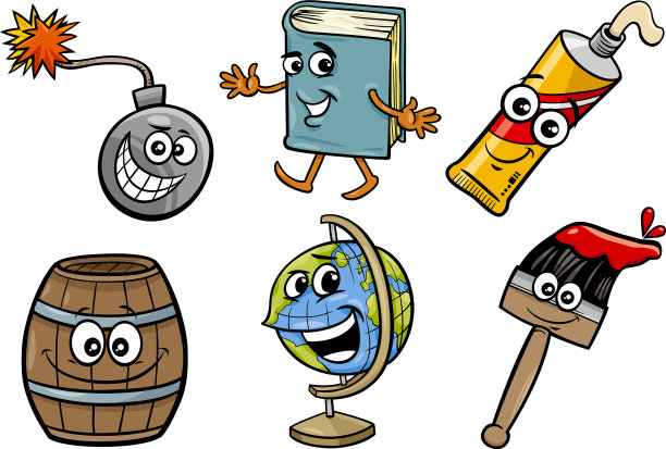 有趣的对象卡通剪辑艺术设置图片下载