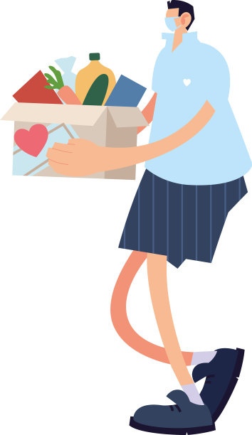 男人与盒子食物慈善捐赠白色图片下载