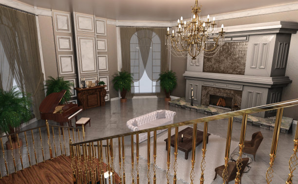 3D插图大门厅内部图片下载