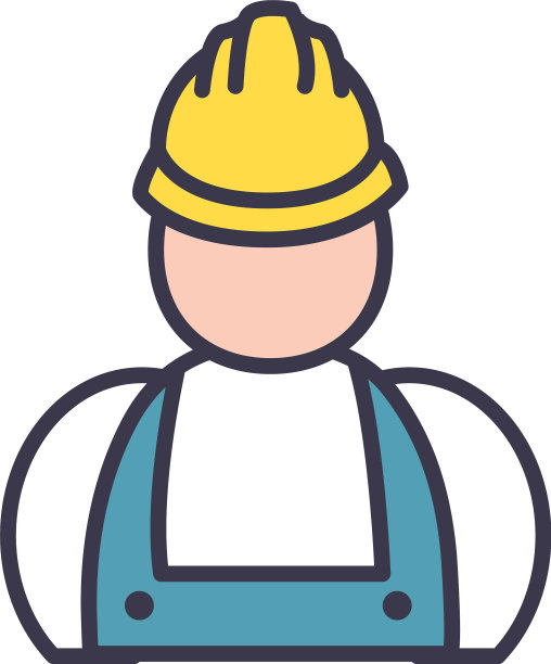 隔离施工人员与头盔填充风格图片下载