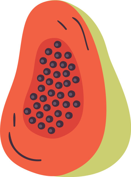 孤立的木瓜水果扁形图标图片下载