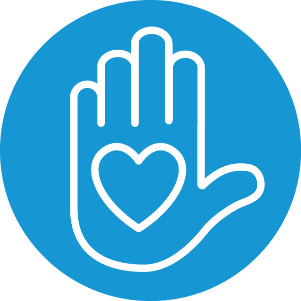 手与心图标线块风格图片下载