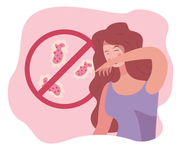 女人打喷嚏和冠状病毒细菌内部图片下载