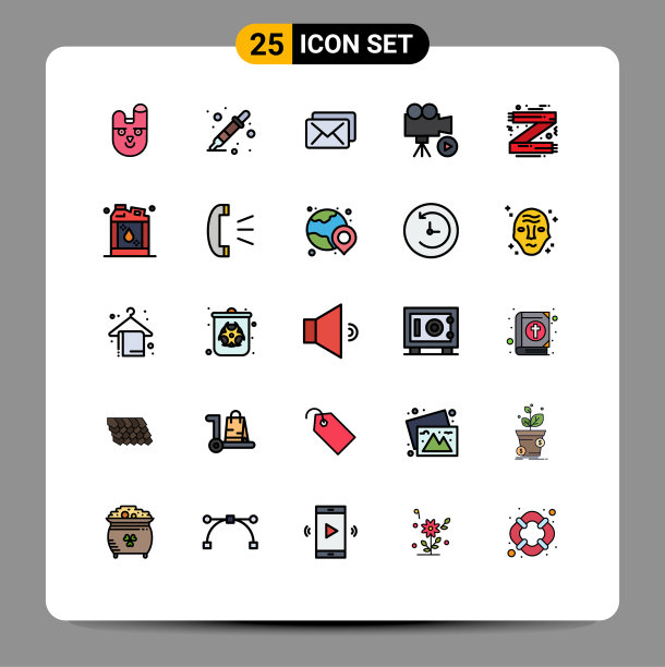 包25个创意填充线平色图片下载