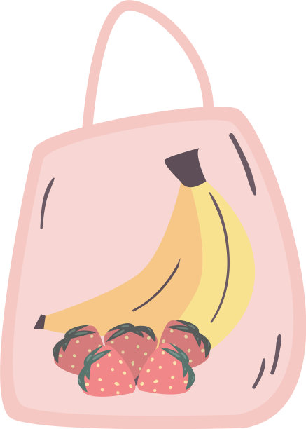 隔离香蕉和草莓内袋扁平图片下载