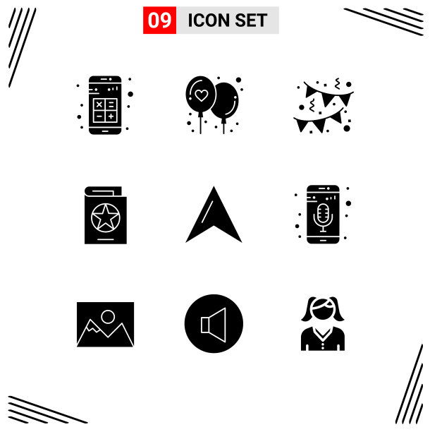 9创意图标现代符号和符号地图图片下载