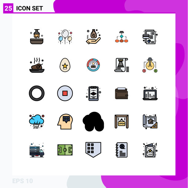 为卷筒纸设置25种通用填充线平面颜色图片下载