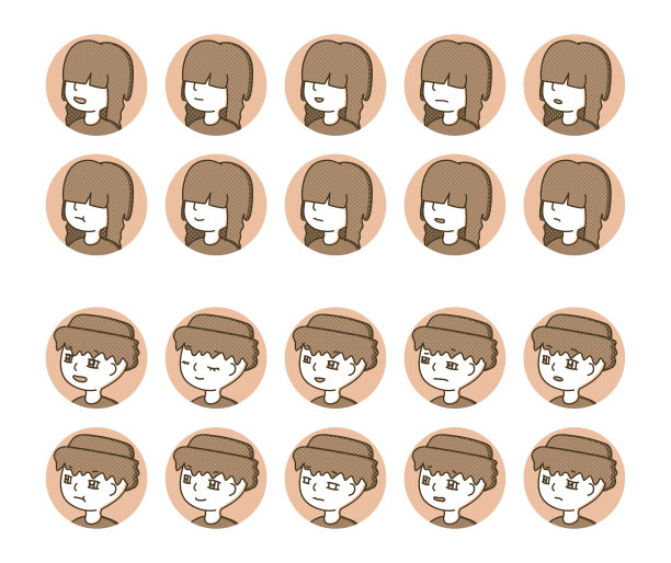 人物头像图标(棕色)表情变化27图片下载