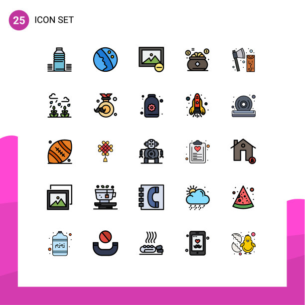 25个创意图标现代符号和符号斧头图片下载