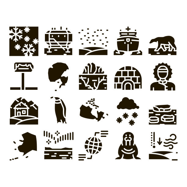 北极和南极符号集向量图片下载