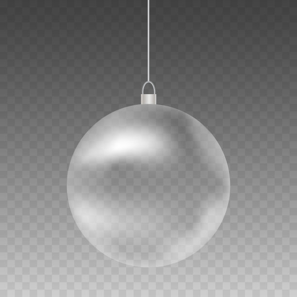 透明背景上的玻璃圣诞玩具。圣诞和新年快乐玻璃球图片下载