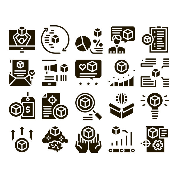 产品经理工作字形集向量图片下载