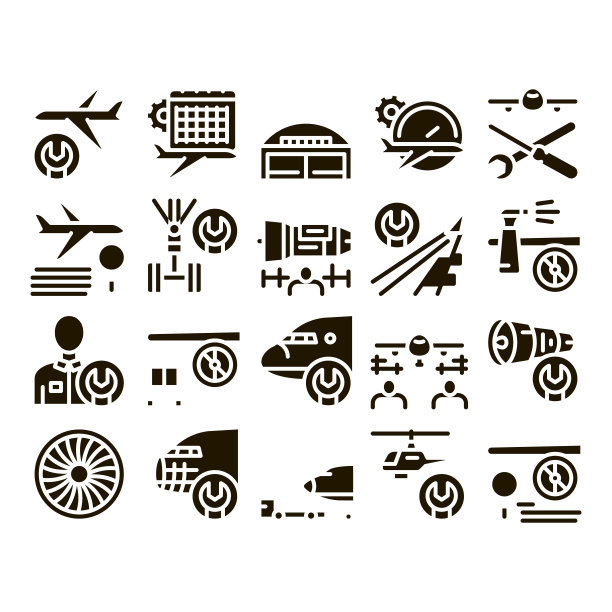 飞机修理工具字形集向量图片下载