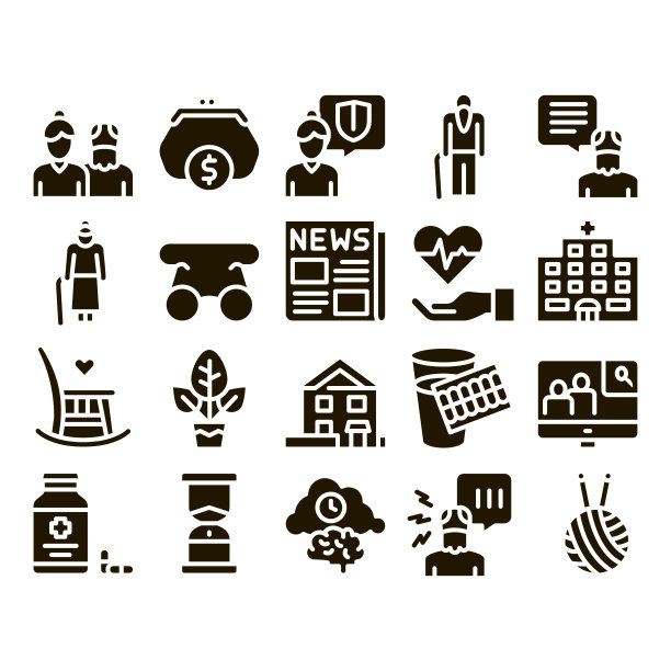 老年人养老金者字形集向量图片下载