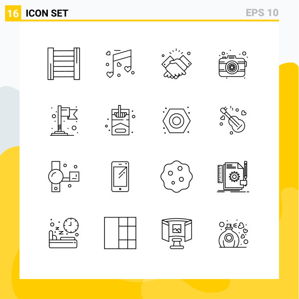 包16个现代轮廓标志和符号图片下载