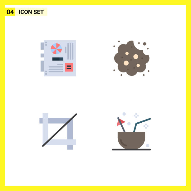 用户界面包4个基本的平面图标图片下载