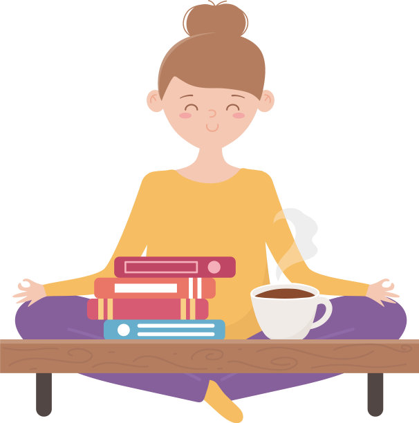 待在家里，女人躺在地板上，桌上放着书图片下载