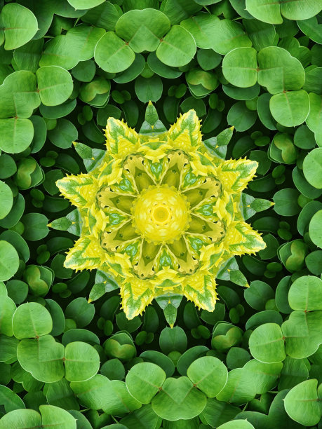 油彩绿色黄色的叶子背景图片下载