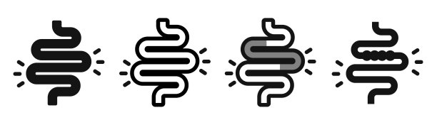 结肠炎。胃设置图标为医疗设计图片下载