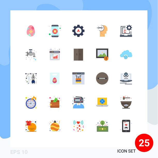 可编辑线包25个简单的平面颜色图片下载