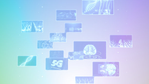 数字网络技术AI 5G数据通信概念3D插图背景图片下载