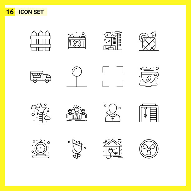 包16个现代轮廓标志和符号图片下载