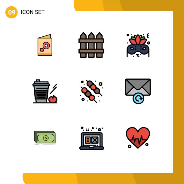 组9现代填充线平面颜色集图片下载