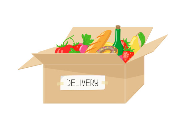用纸板箱从杂货店送食物图片下载