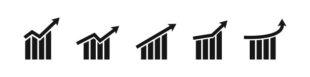 增长图表图标集，矢量商务图表符号集合图片下载