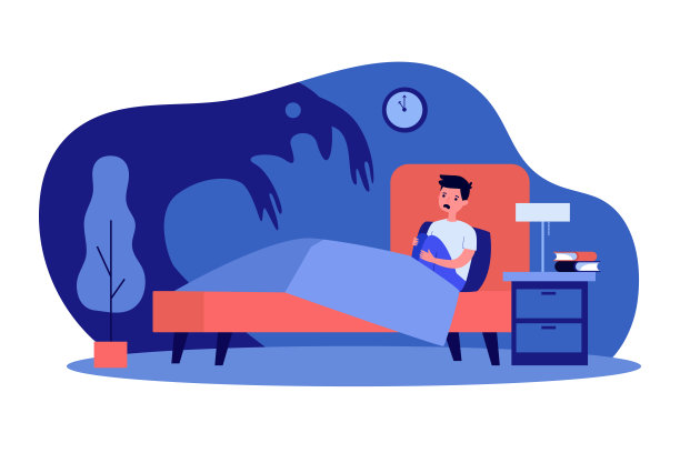 吓坏了的孩子，害怕怪物的影子图片下载