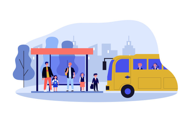 等待校车的孩子们图片下载