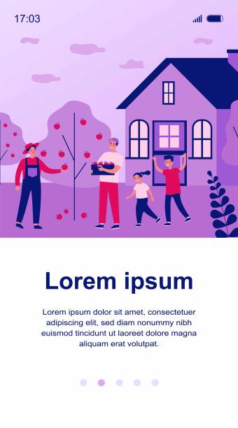 幸福的家庭摘苹果图片下载