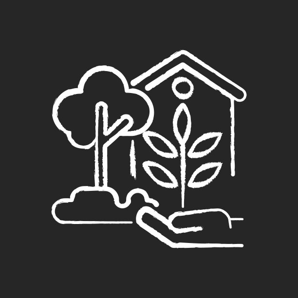 花园装饰粉笔白色图标上的黑色背景图片下载