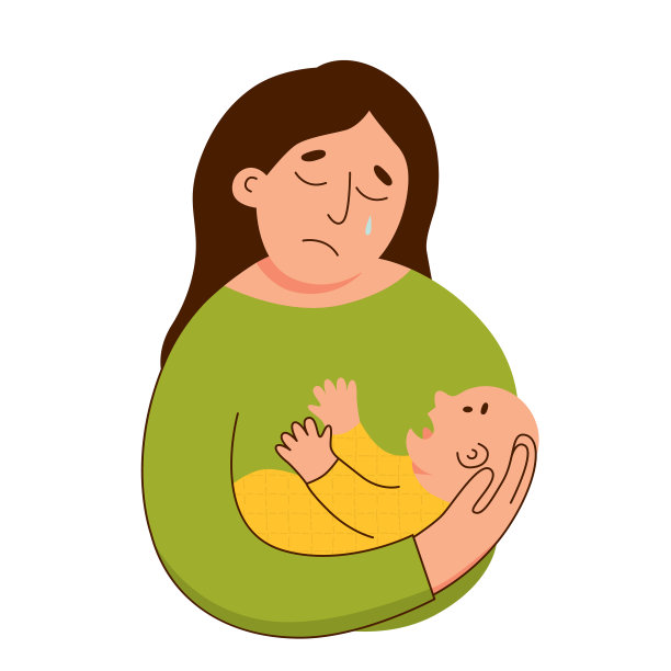 沮丧的母亲和哭闹的婴儿。图片下载