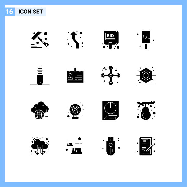 16固体字形概念的网站移动和图片下载