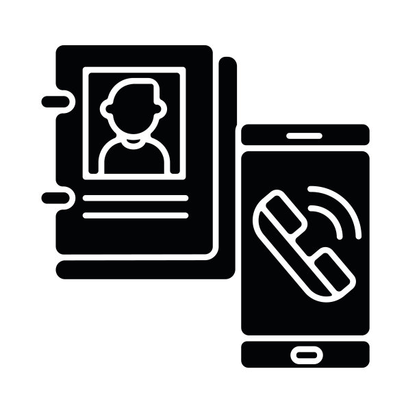 公司联系黑色字形图标图片下载